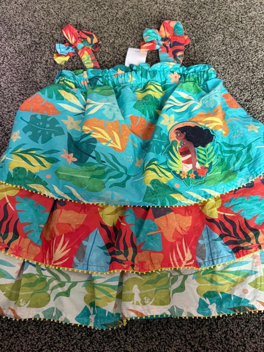 Disney Girls Tropical Ruffle Dress in Teal with Red Accents